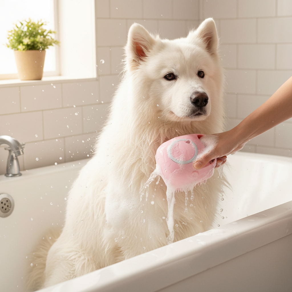 Silicone Pet Bath Brush – Scrub, Massage & Shine for Dogs & Cats